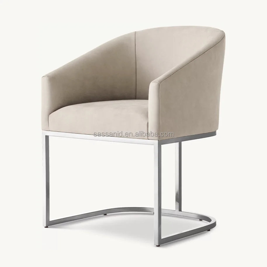 Emery Barrelback Slope Arm Dining Armchair – Midcentury Modern Leather Statement Piece