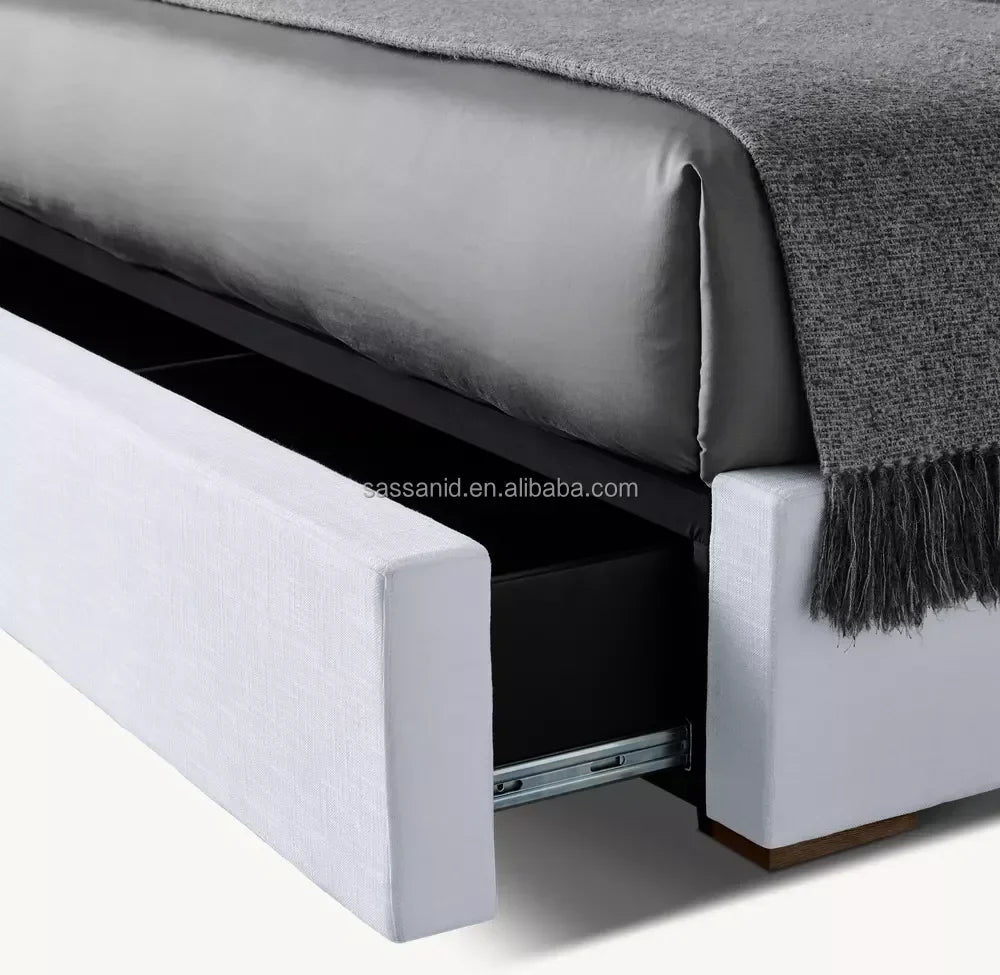 Platform Bed – Vertical Channel Shelter Upholstered Modena Contemporary Statement Piece