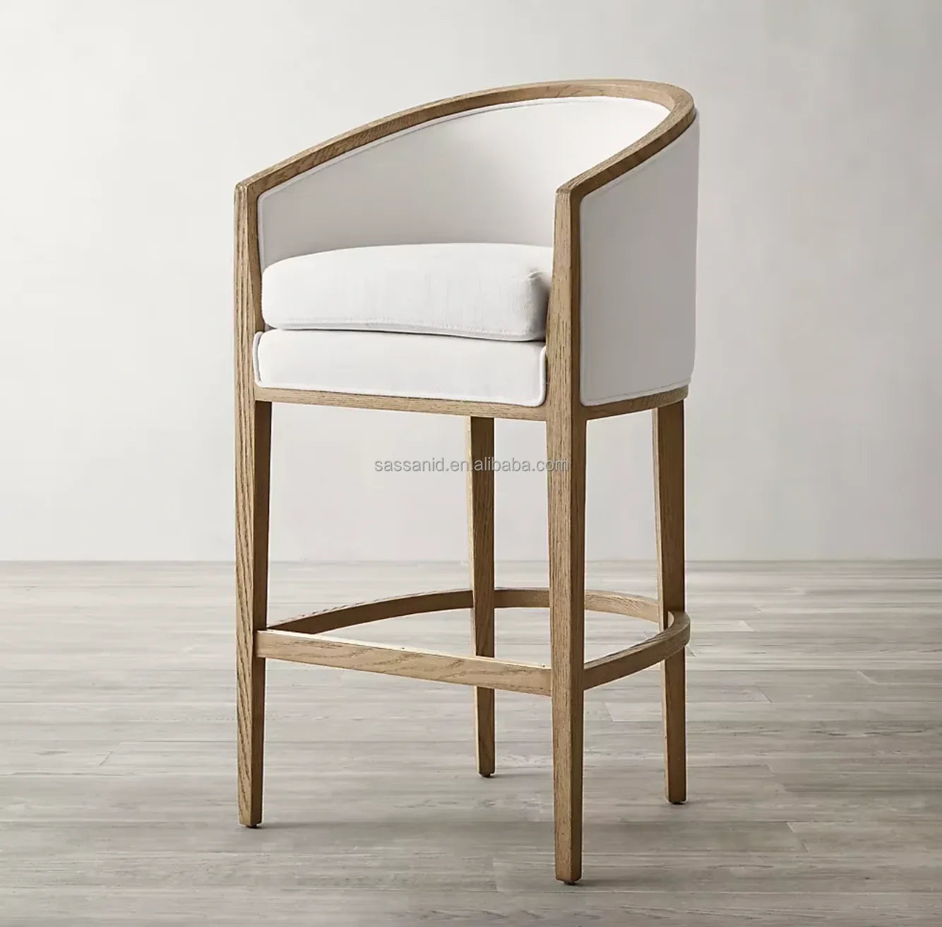 Dixon Bar Stool – Mid-Century Modernism Solid Oak and Fabric