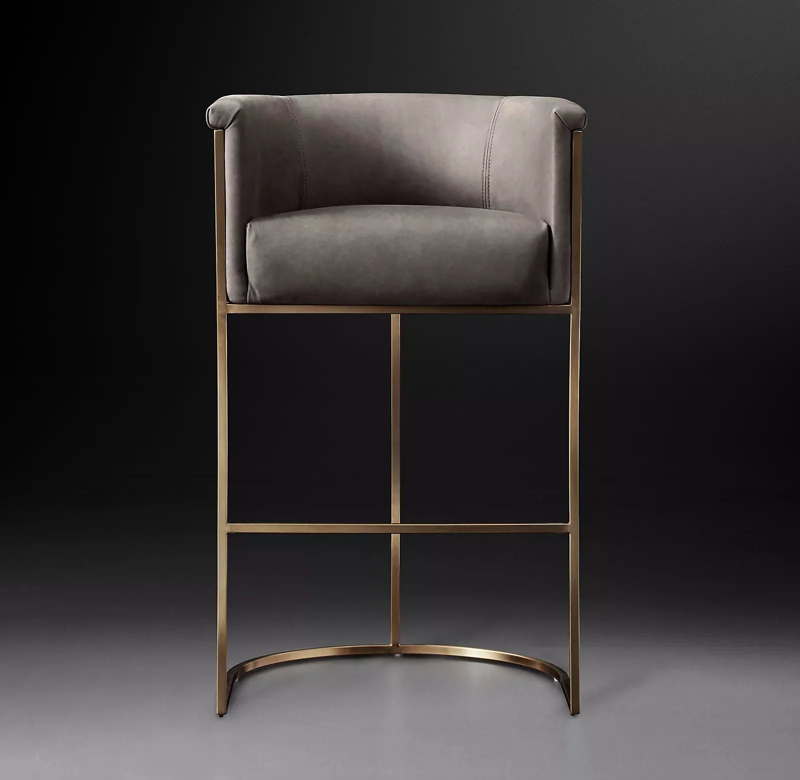 Bar & Counter Stool – Wexler Barrelback Leather & Stainless Steel Modernist Designer Seating