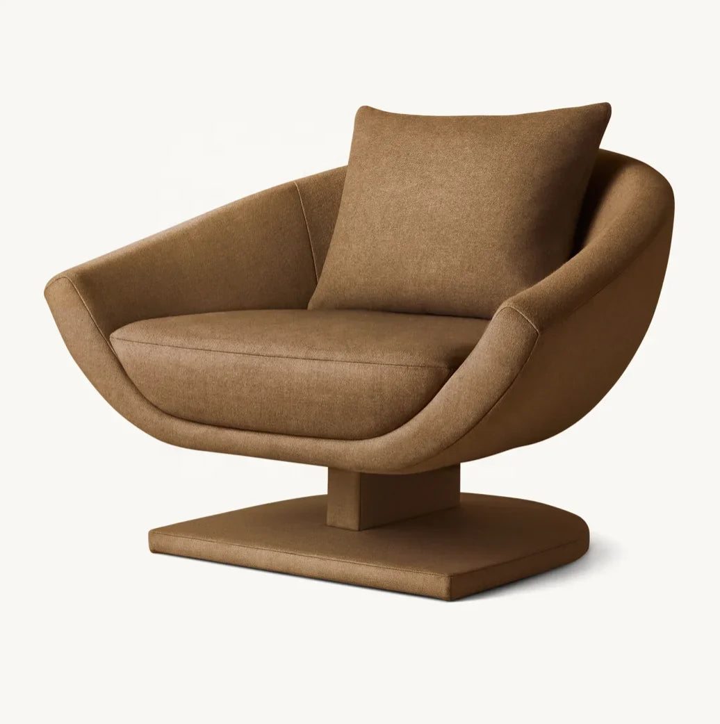 Lounge Chair Shell-like Silhouette – Fully Upholstered Fabric Modern Statement Piece