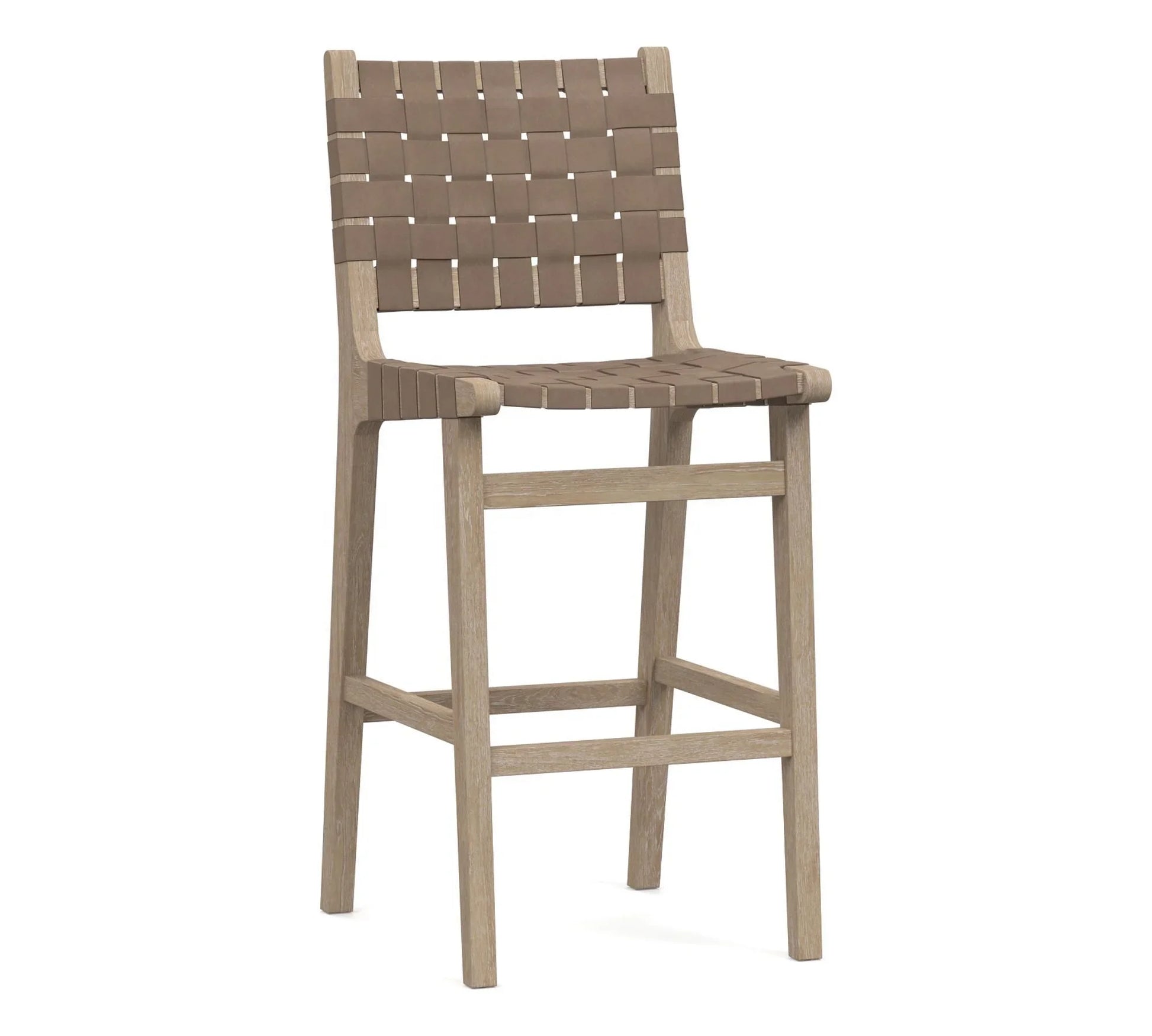 Woven Bar Stool – Sculptural Oak Frame Natural Leather Designer Piece | 1601085876553