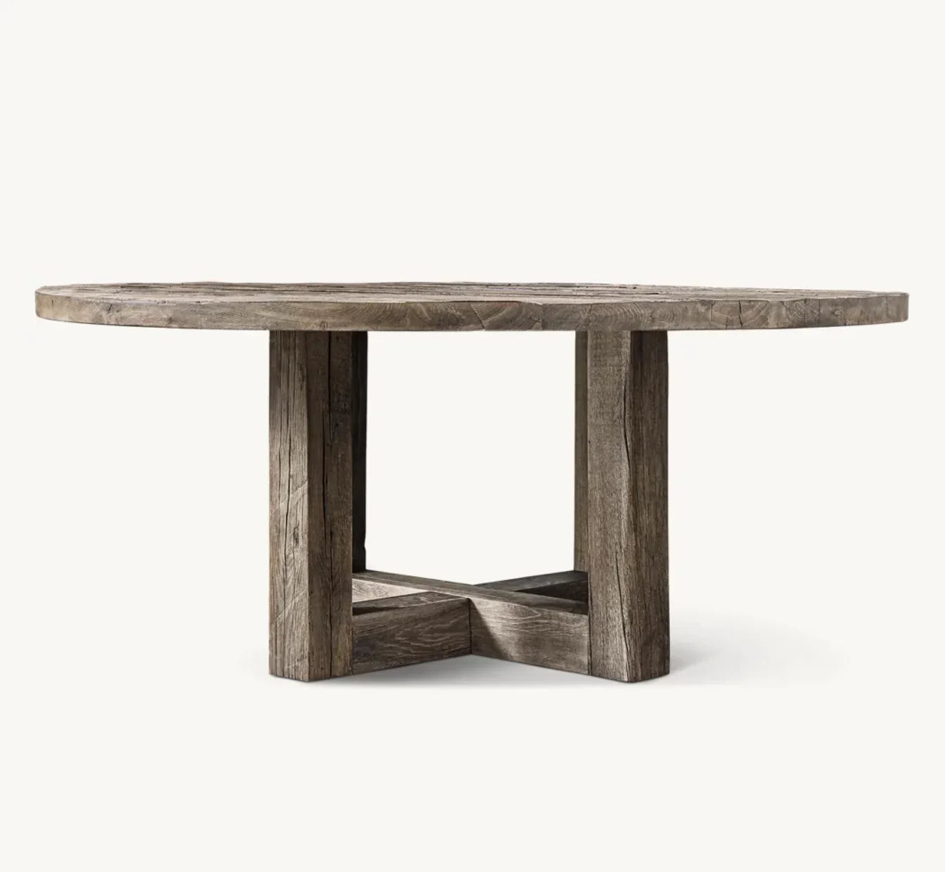 Round Dining Table – Organic Salvaged Wood Reclaimed Oak Piece | 650-690