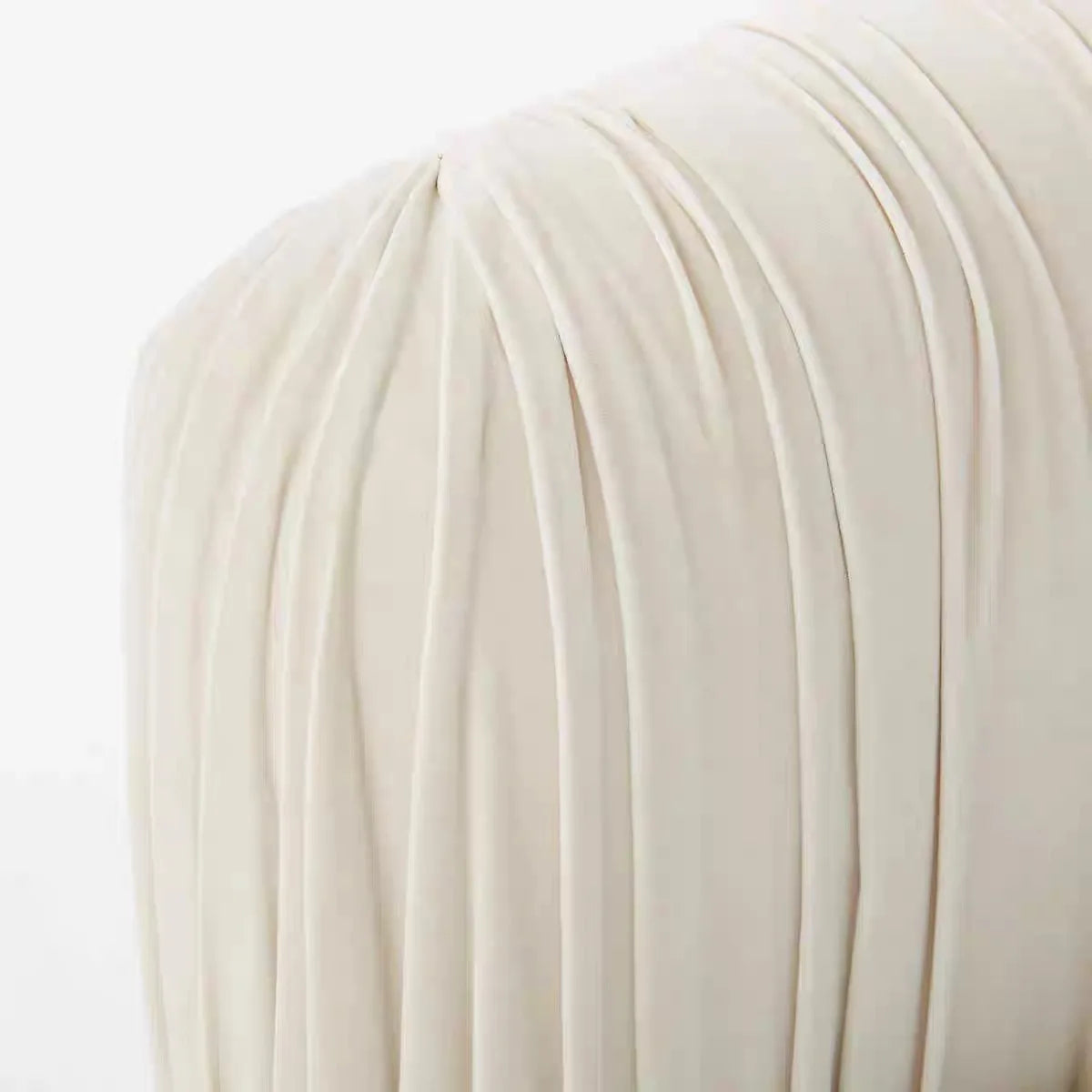Upholstered Bed – Pleated Cream Velvet Minimalist French Vintage Style