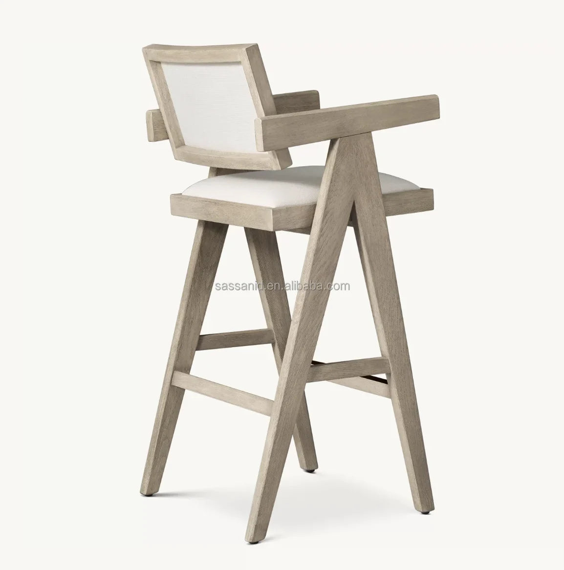 Bar Stool – Midcentury Solid Oak Fabric Jakob Design | 1601694515303