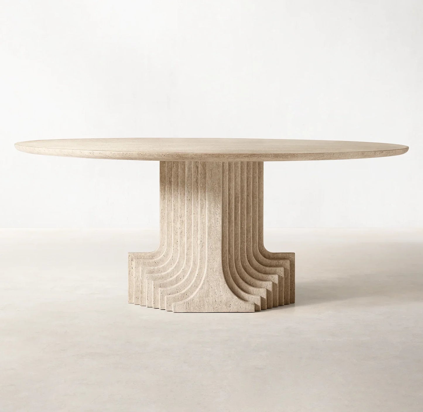 Round Dining Table – Streda Italian Arabescato Marble or Travertine Statement Piece