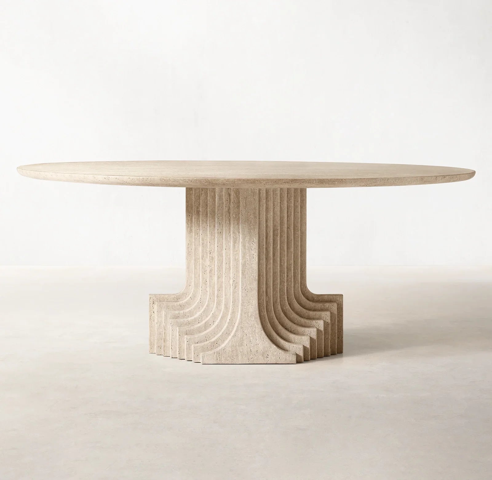 Round Dining Table – Streda Italian Arabescato Marble or Travertine Statement Piece