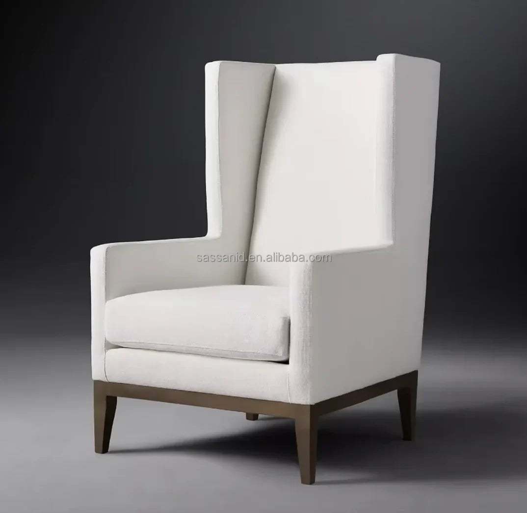Draper Wingback Chair – Minimalist Shelter Back in Performance Fabric – Modern Design
