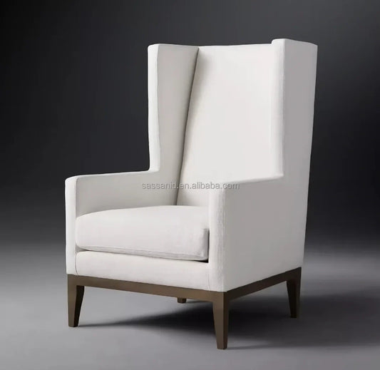 Draper Wingback Chair – Minimalist Shelter Back in Performance Fabric – Modern Design