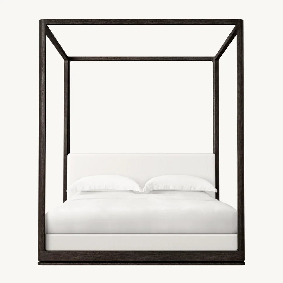 Contemporary Canopy Bed – Brushed Oak Sculptural Statement Piece