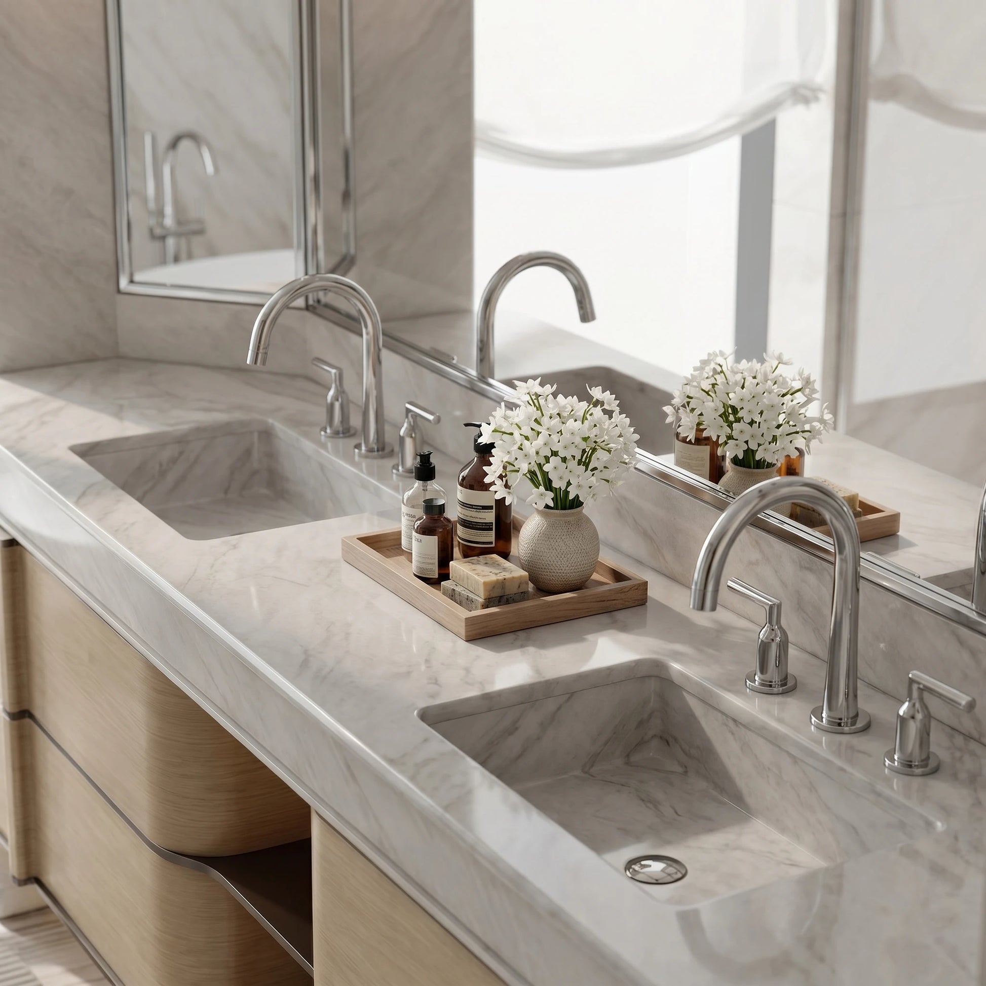 Wall Mounted Bathroom Vanity Set with Double Sink 160-200cm