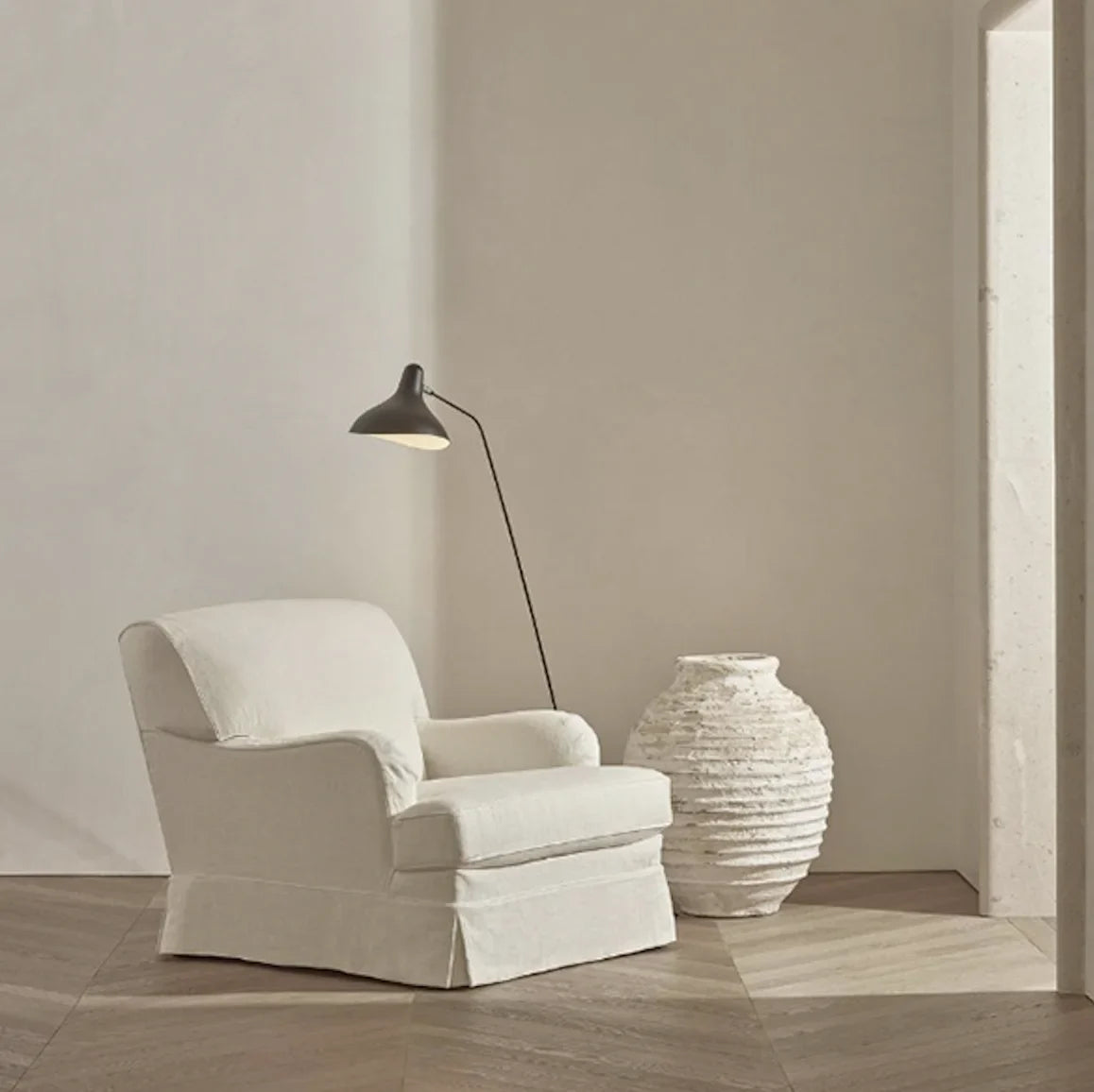 Fabric Accent Chair – Midcentury Design Solid Oak by Re Home