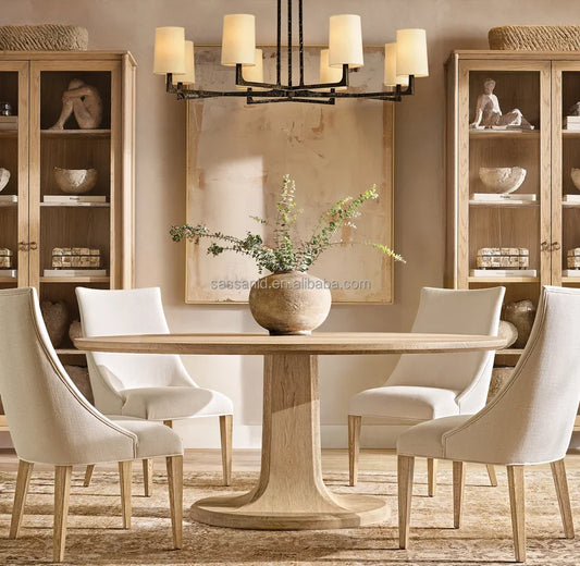 Round Dining Table – Mid-Century Oak Evette Statement Piece | 1601569788660
