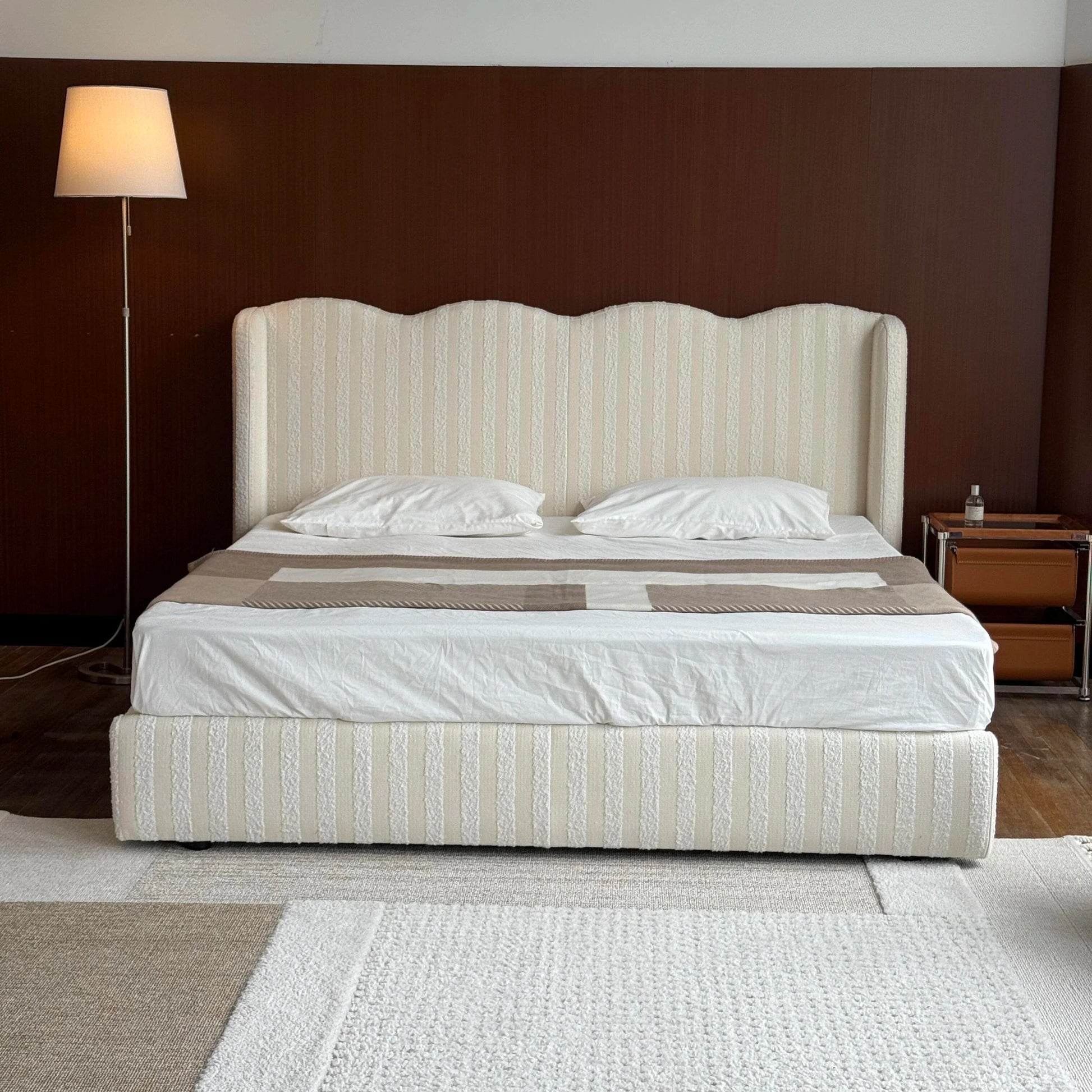 French Antique Upholstered Bed – Linen Fabric Statement Piece 5550