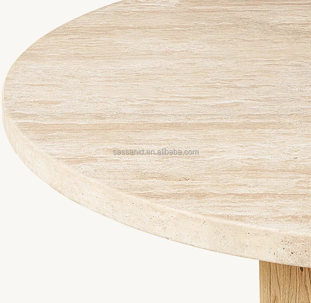 Mizu Round Dining Table – Minimalist Travertine Statement Piece | 1601596880015