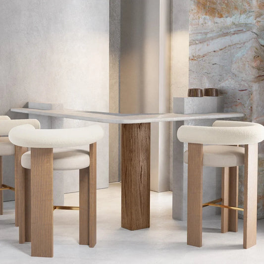 Mid-Century Modern Solid Oak Barstool – Architectural Statement Piece