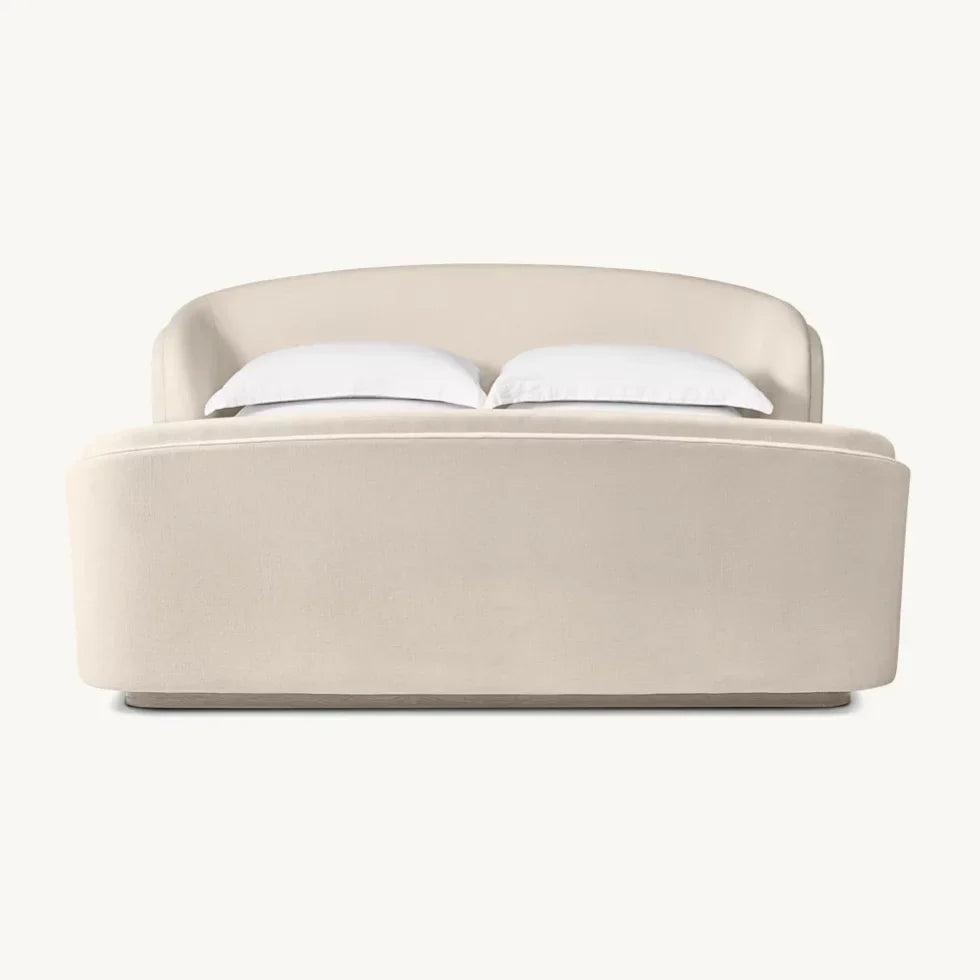 Fabric Shelter Bed – Rice White Tufted Modern Design | 85311-455