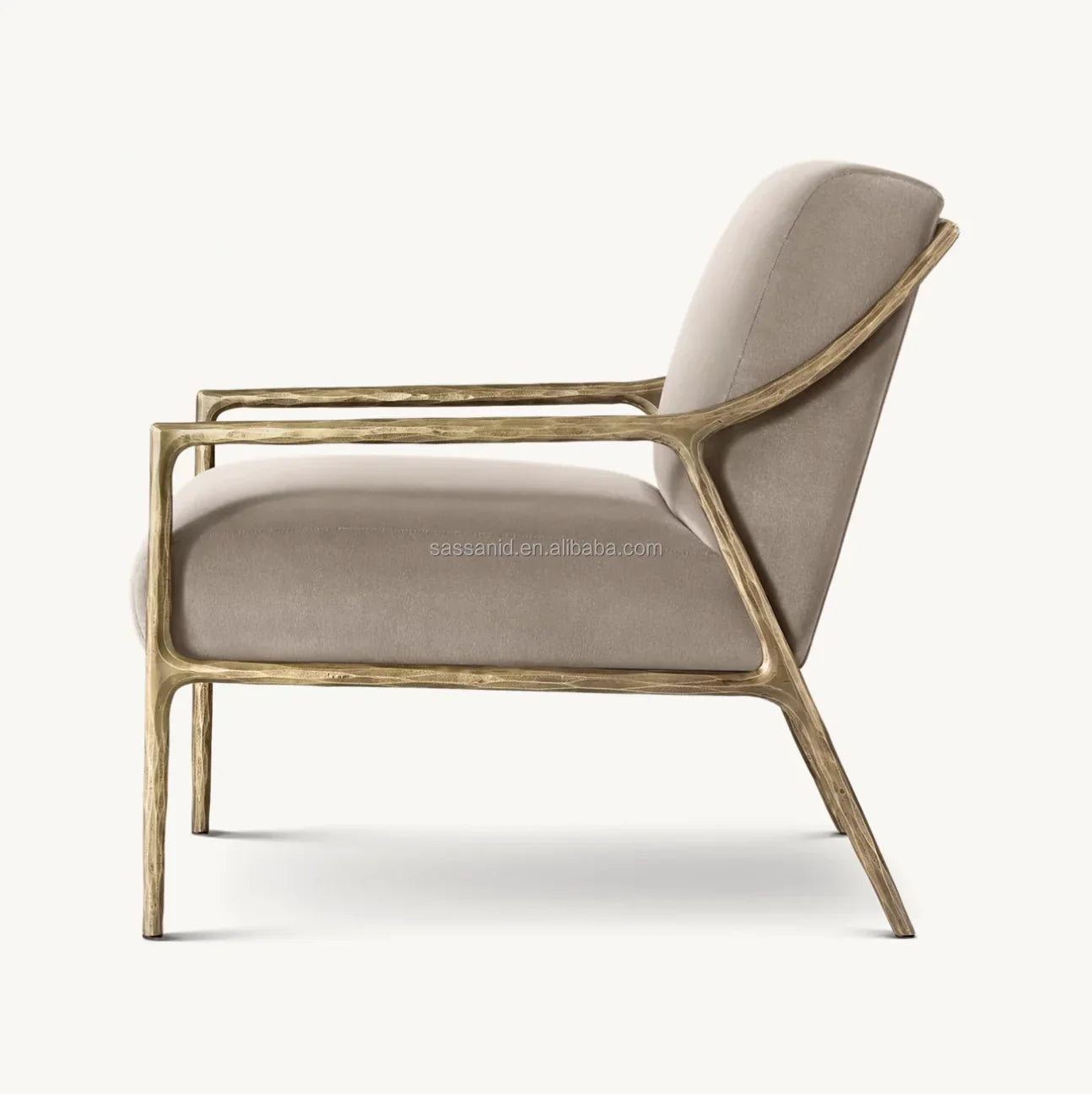 Thaddeus Slope Arm Chair – Hand-Forged Solid Brass European Designer Statement Piece