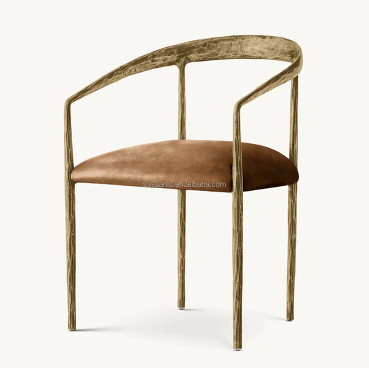 Thaddeus Curved Dining Armchair – Leather Upholstered European Designer Piece
