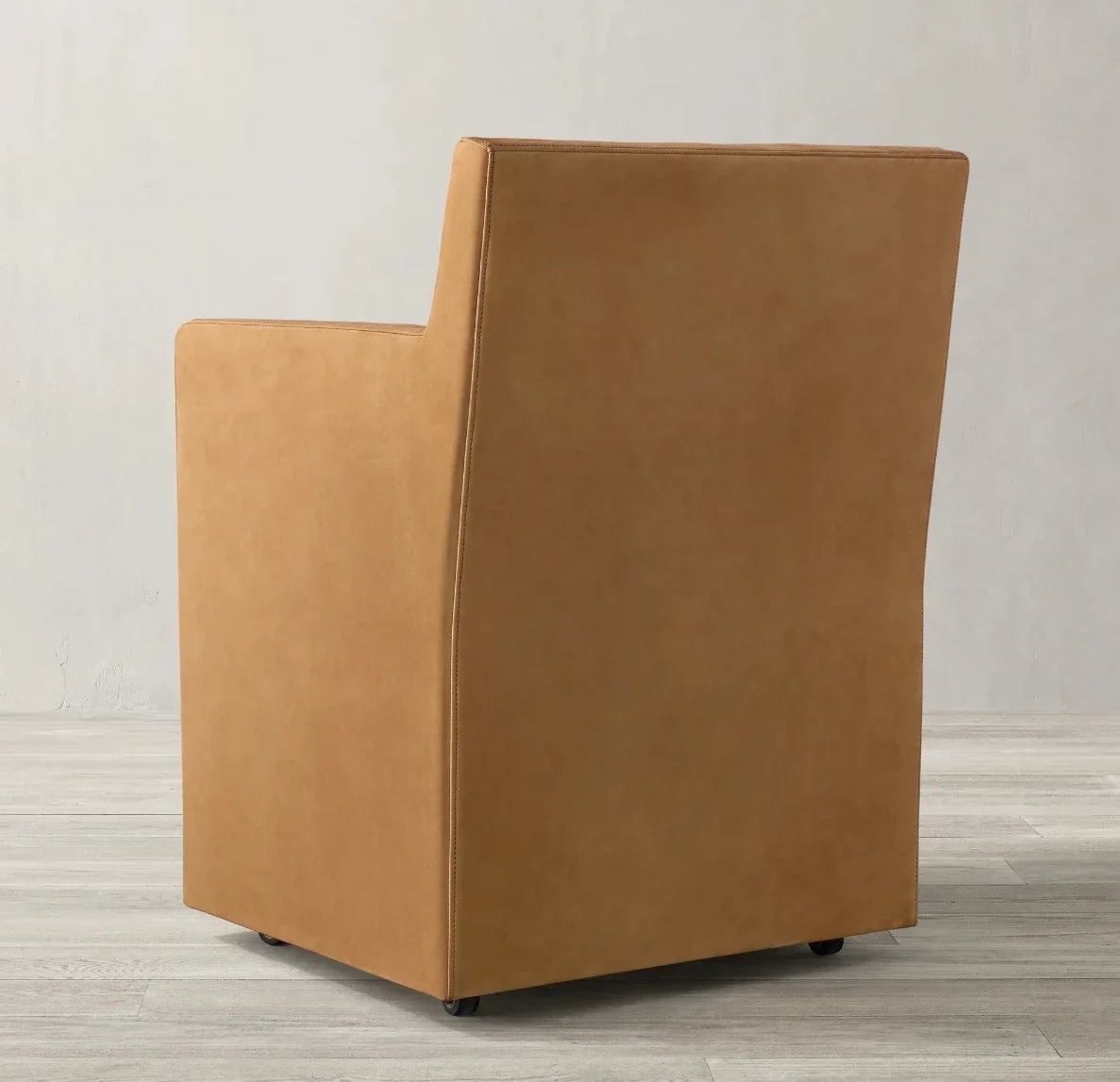 Ellison Dining Armchair with Casters – Leather Solid Wood Re Home