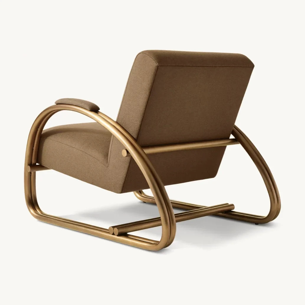 Rivoli Lounge Chair – European Modernist Brass Bauhaus Statement Piece