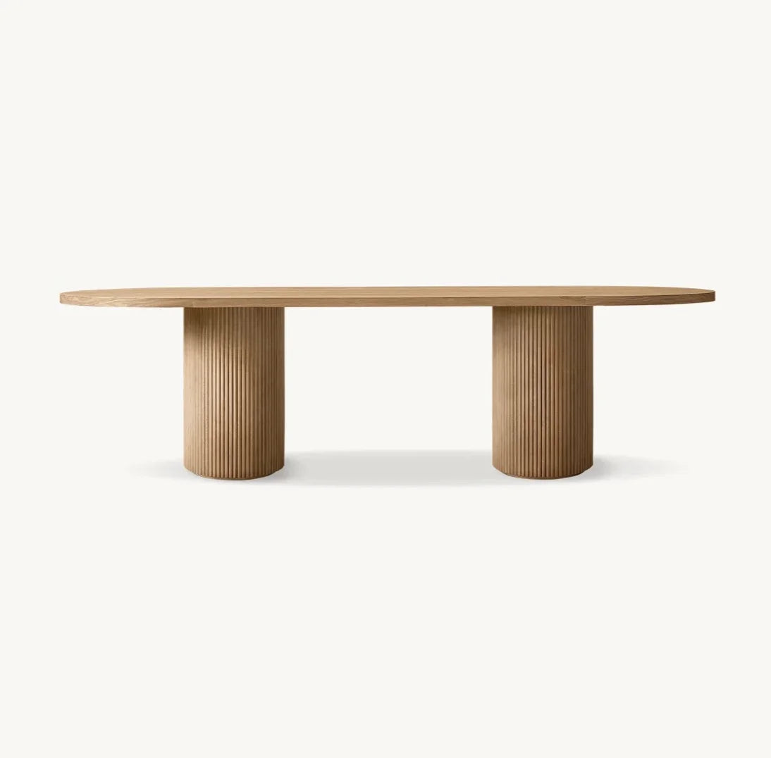 Byron Column Dining Table – French Art Deco Oak Statement Piece