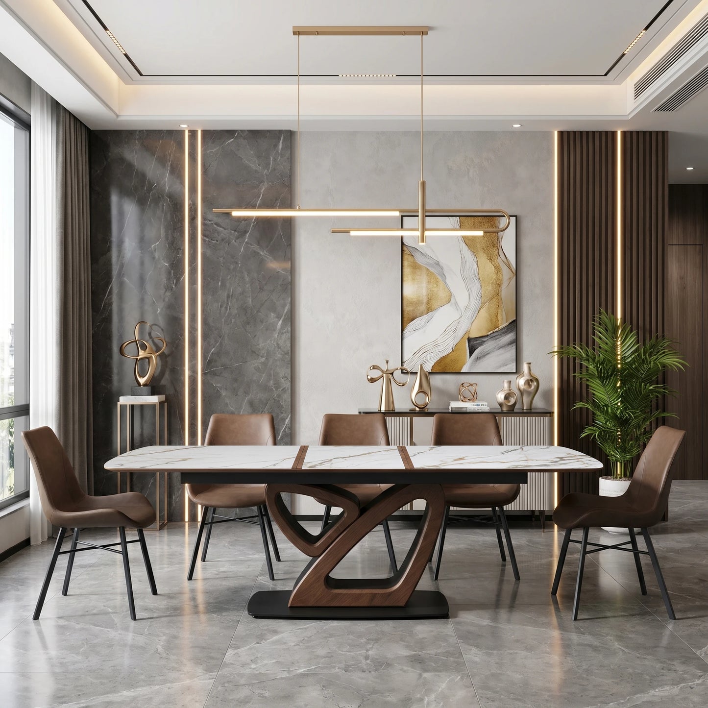 Luxury Extendable Dining Table Modern Italian Style for Villa
