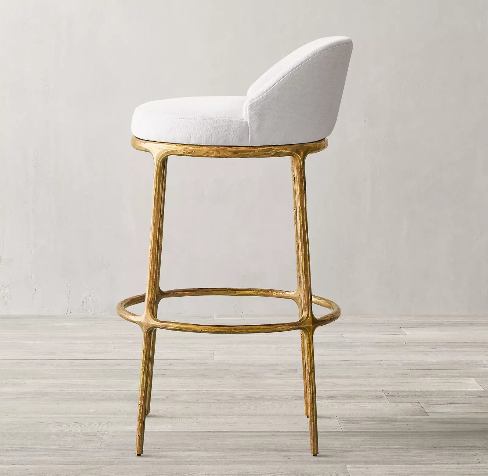 Hand Forged Stool – Vintage Performance Fabric & Oak Statement | 1600557464003