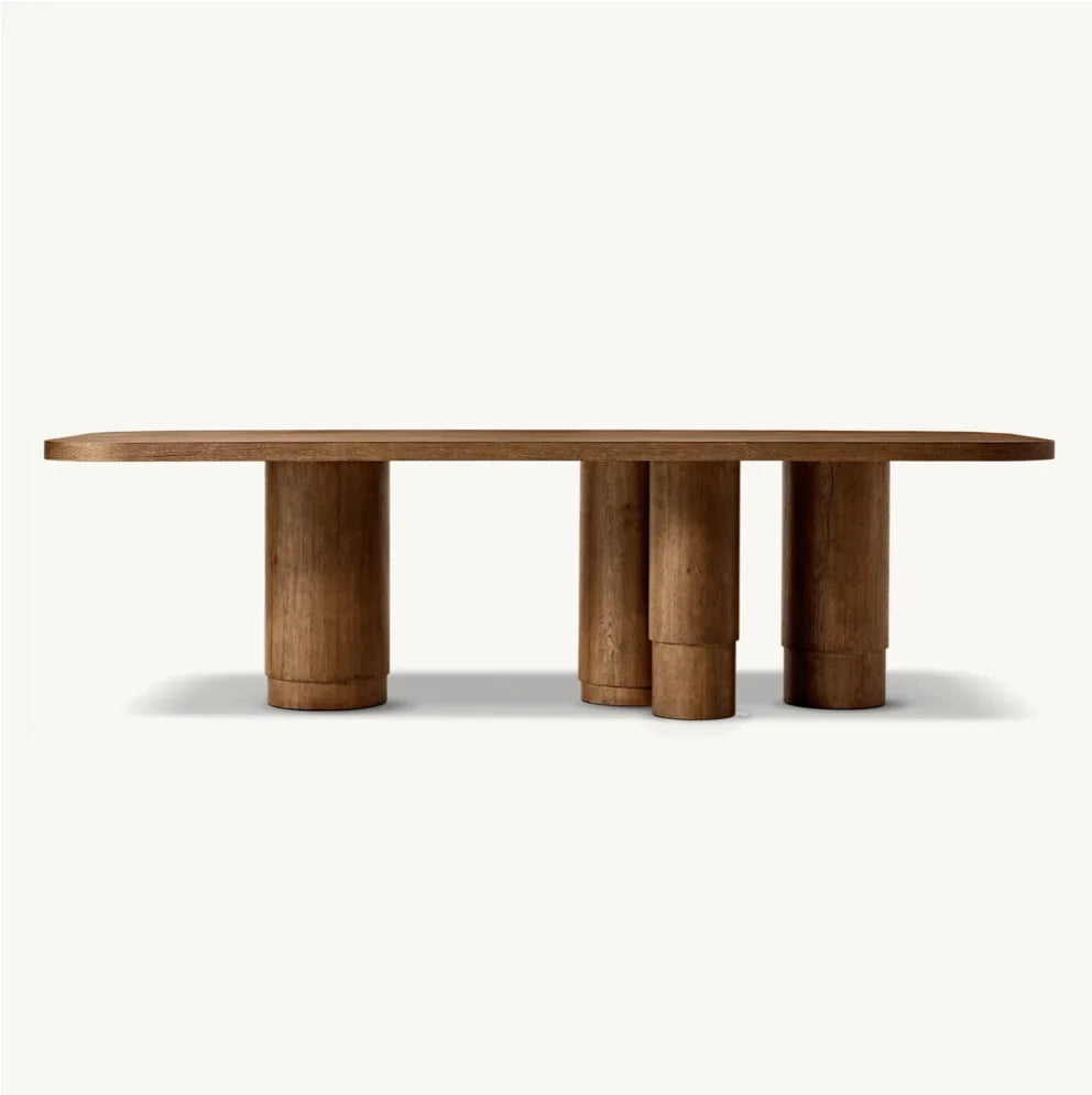 Mid-Century Vintage Oak Dining Table - Rectangular Design in Natural, Brown or Black