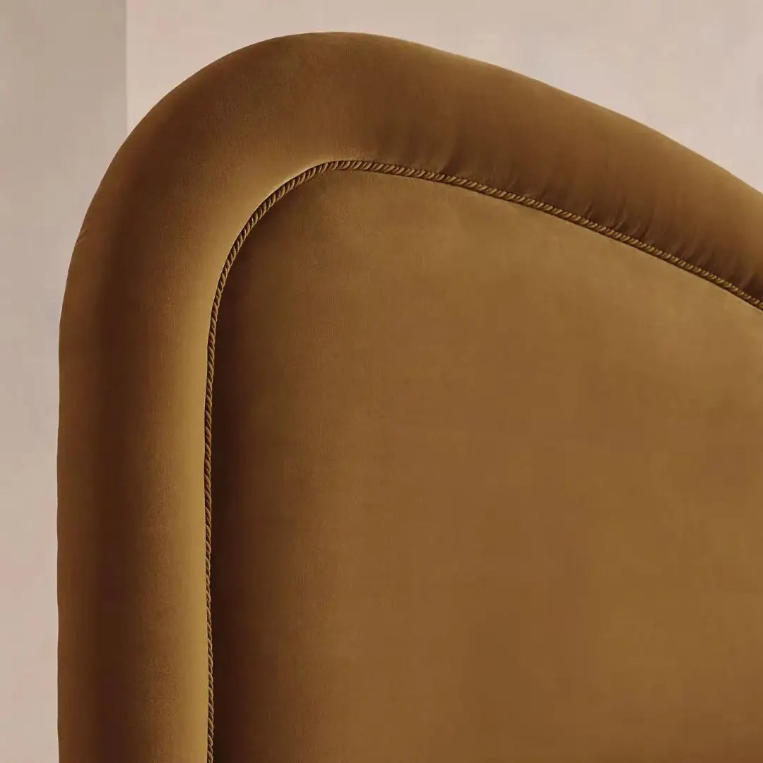 Upholstered Bed – Irregular Soft Package Headboard in Velvet – Mid-Century Style