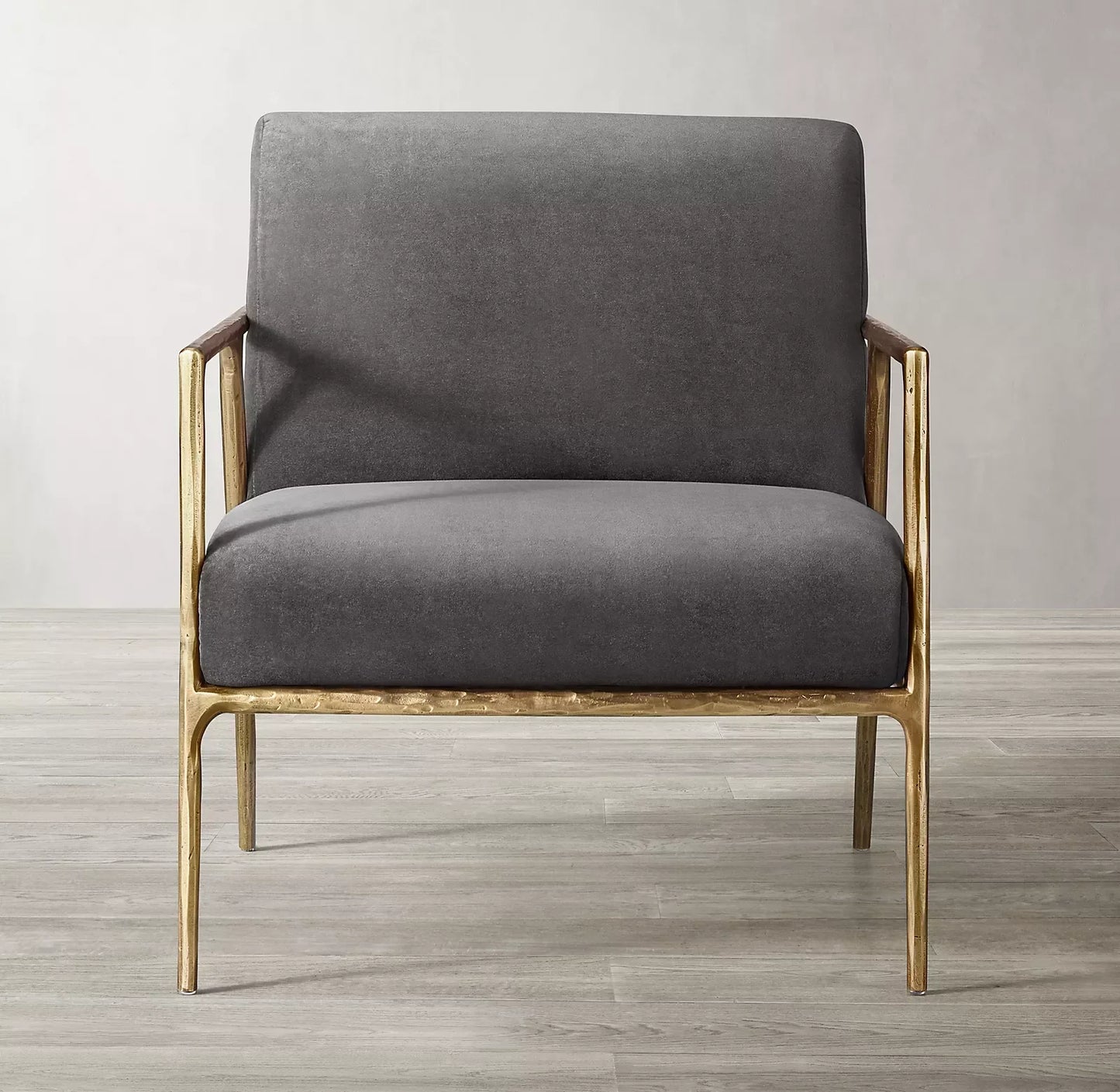 Velvet Accent Chair – Vintage Campaign – Forged Brass – Statement | 1600480031999
