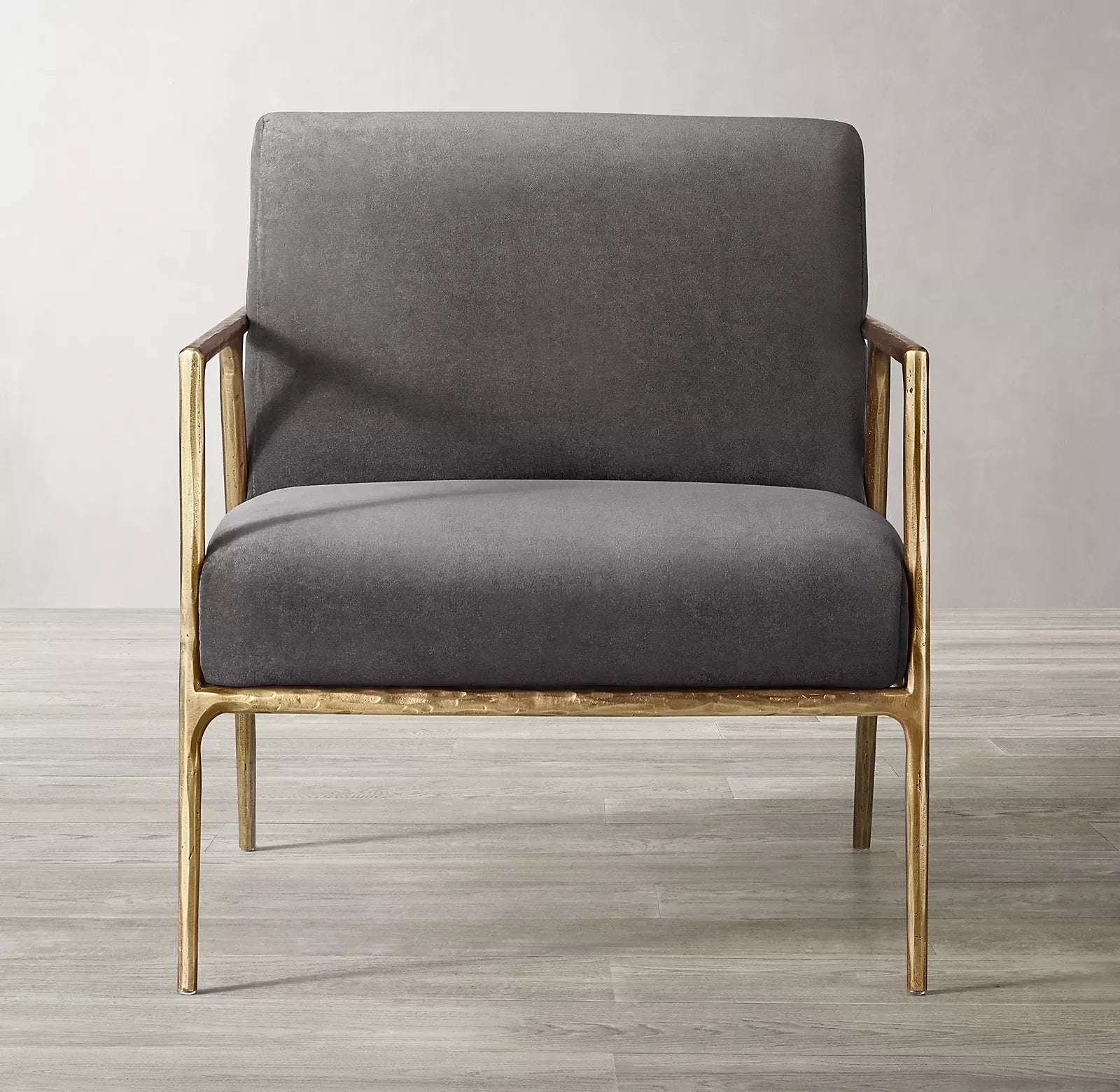Velvet Accent Chair – Vintage Campaign – Forged Brass – Statement | 1600480031999