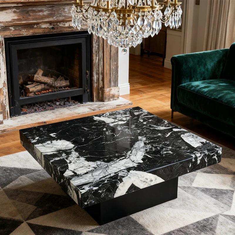 Luxury Square Marble Coffee Table Modern Italian Style for Villa