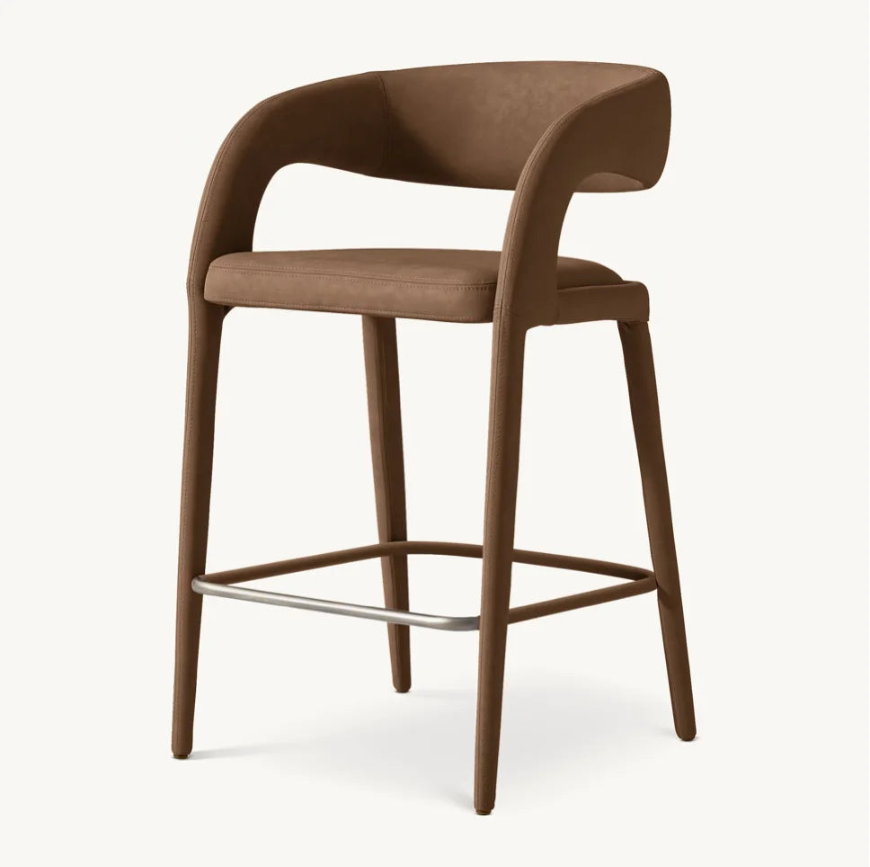 Open Barrel Leather Stool – Italian Midcentury Design Nicola | 1600974538325