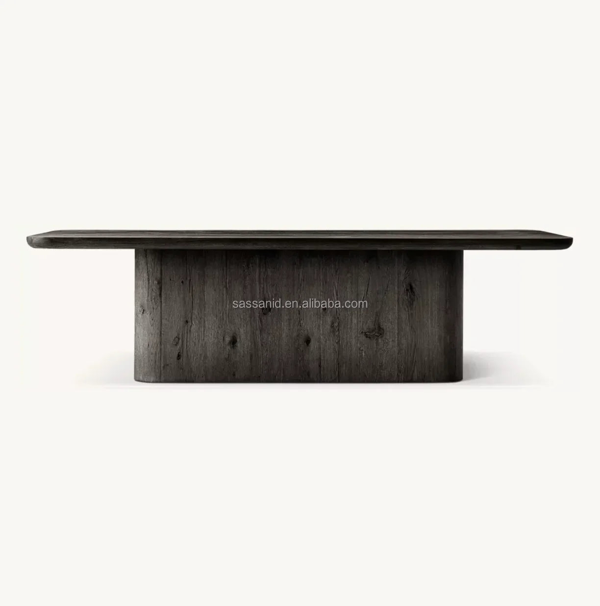 Pedestal Dining Table – Contemporary Solid Wood Design – Aged Oak Architectural Statement Piece