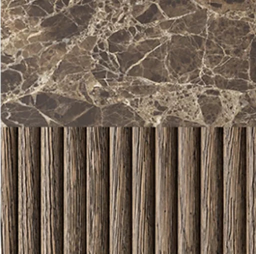 Contemporary Pedestal Dining Table – Spanish Emperador Marble and Oak