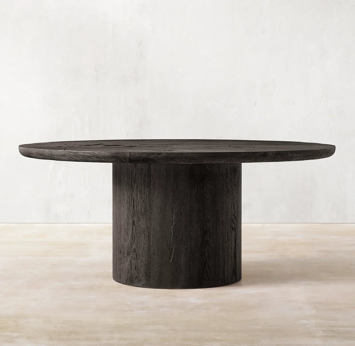 Pedestal Round Dining Table – Mid-century European Solid Oak Statement Piece