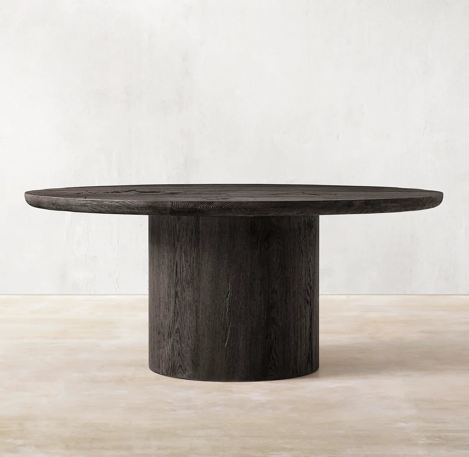 Pedestal Round Dining Table – Mid-century European Solid Oak Statement Piece