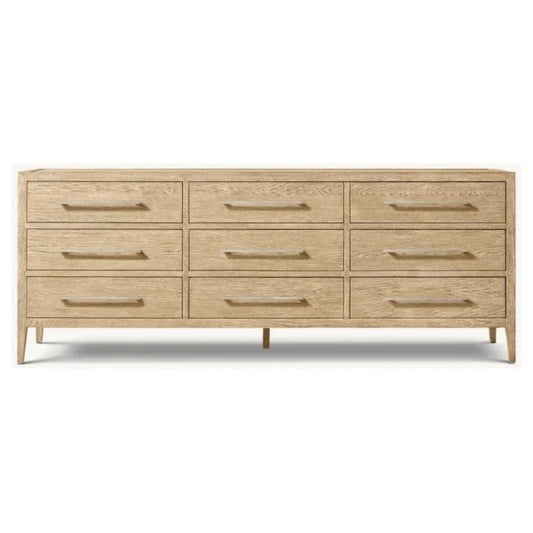 9-Drawer Sideboard 71-inch French Antique Solid Birch Wood Statement Piece