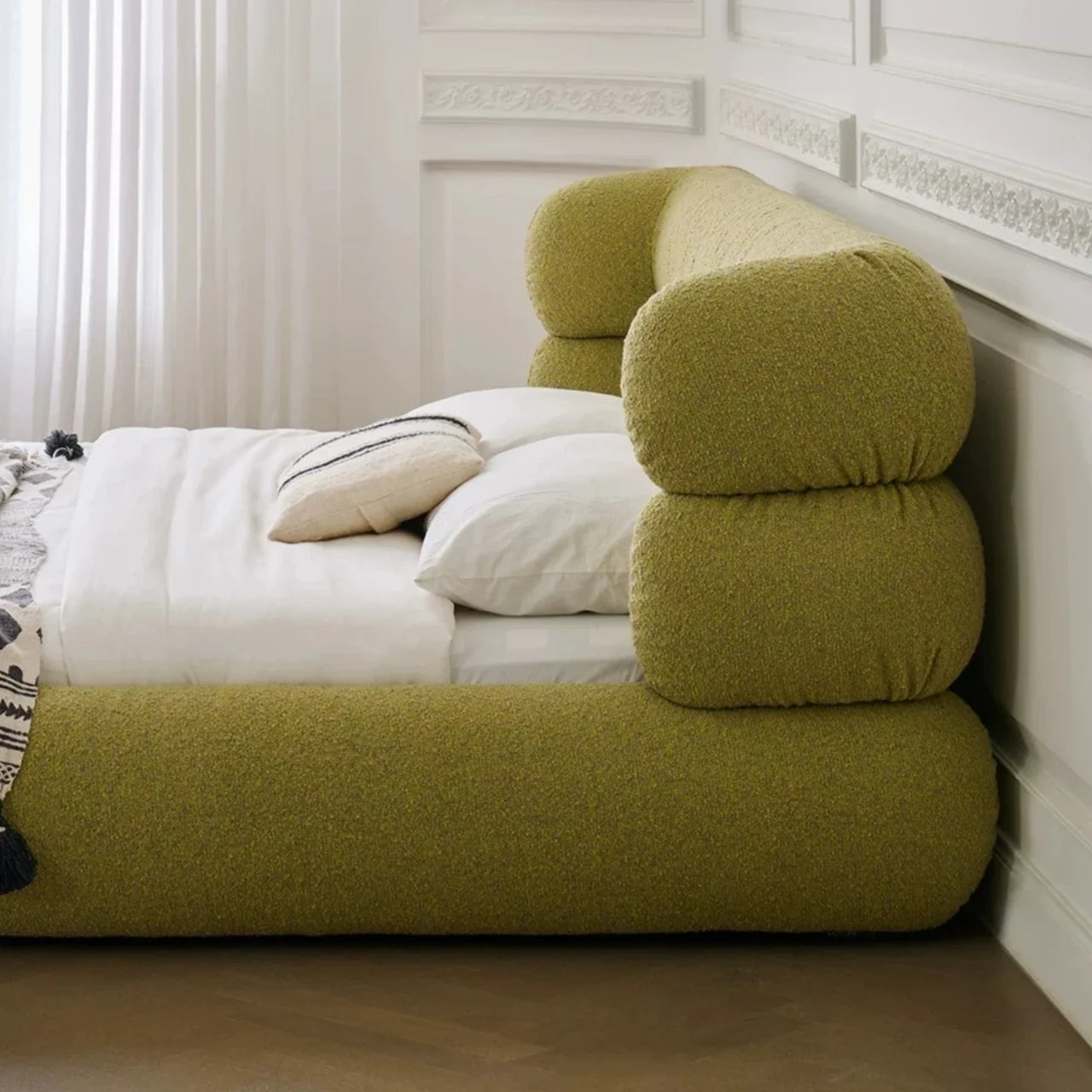 Modern Minimalist Upholstered Bed – Fabric Statement Piece | 26-216
