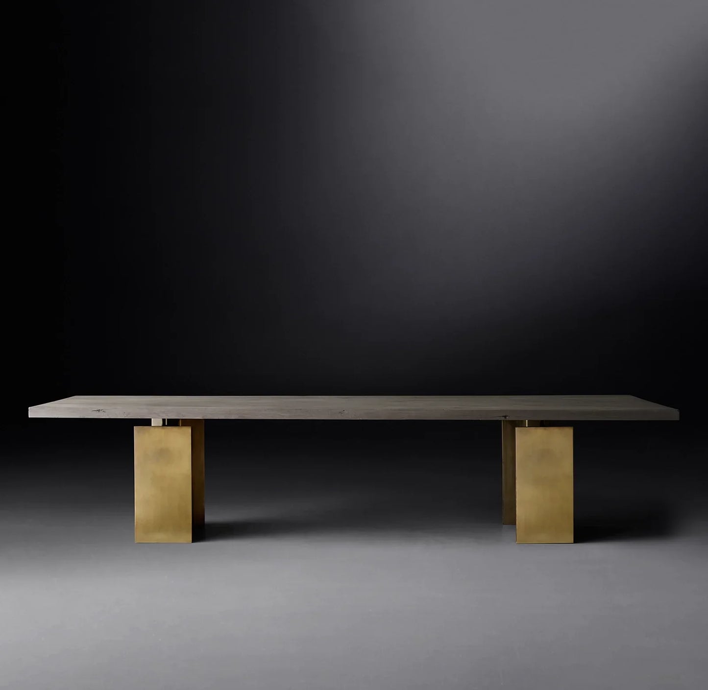 Bauhaus Rectangular Dining Table – Solid French Oak & Brass Statement Piece | 1600803826903