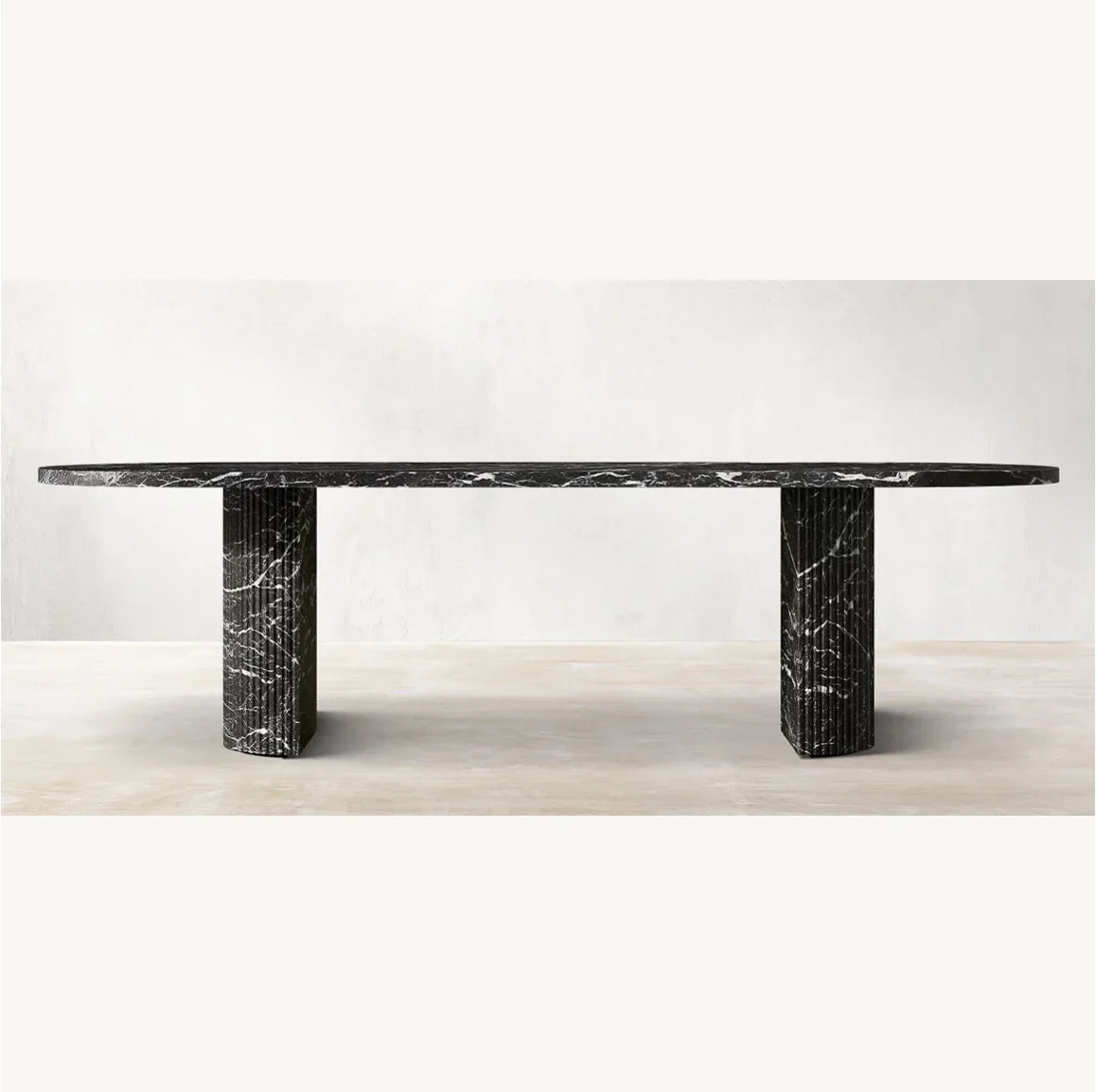 Byron Reeded Stone Dining Table – Nero Marquina Marble Statement Piece