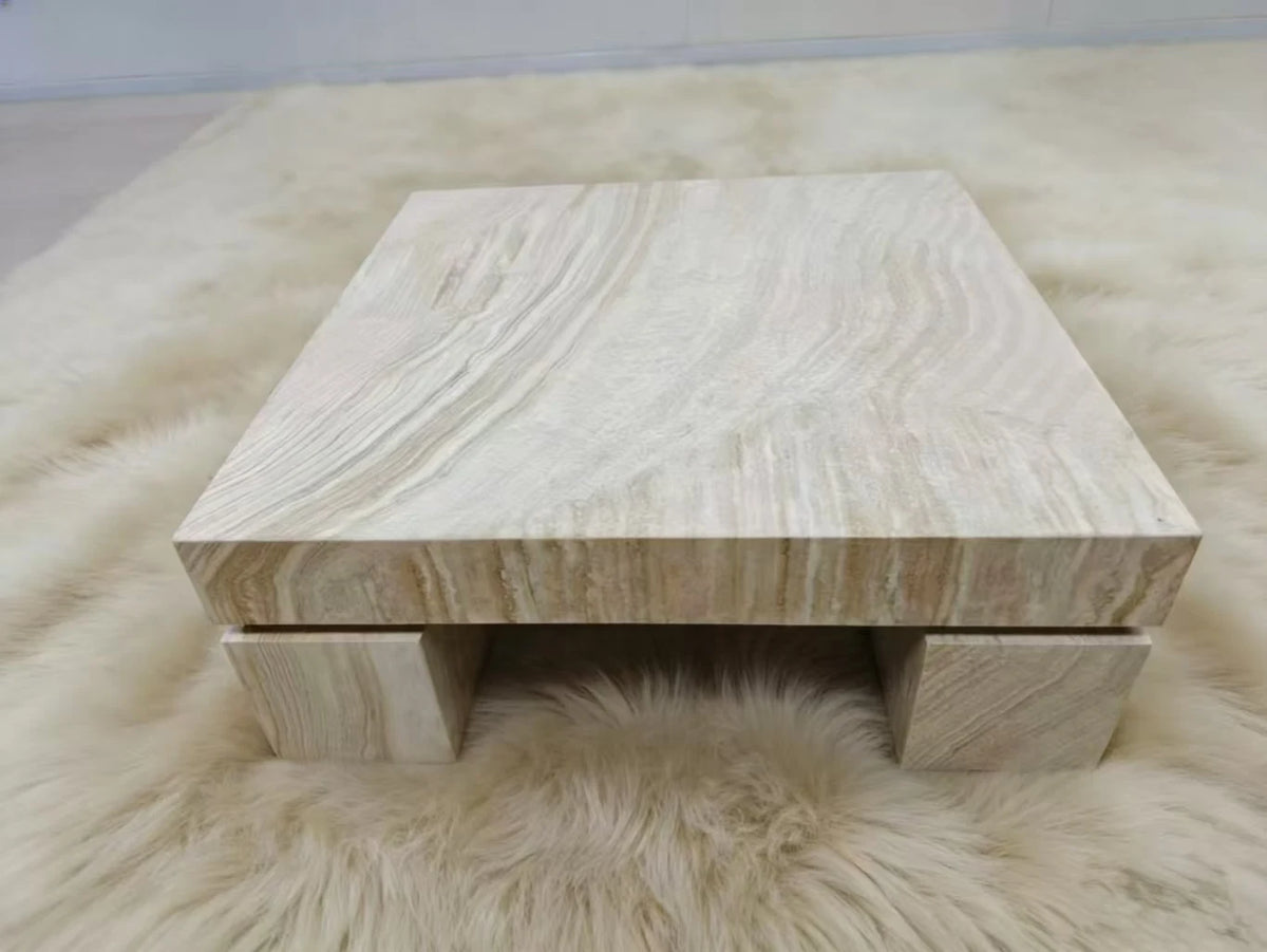Luxury Square Natural Marble Coffee Table Modern Italian Style for Villa