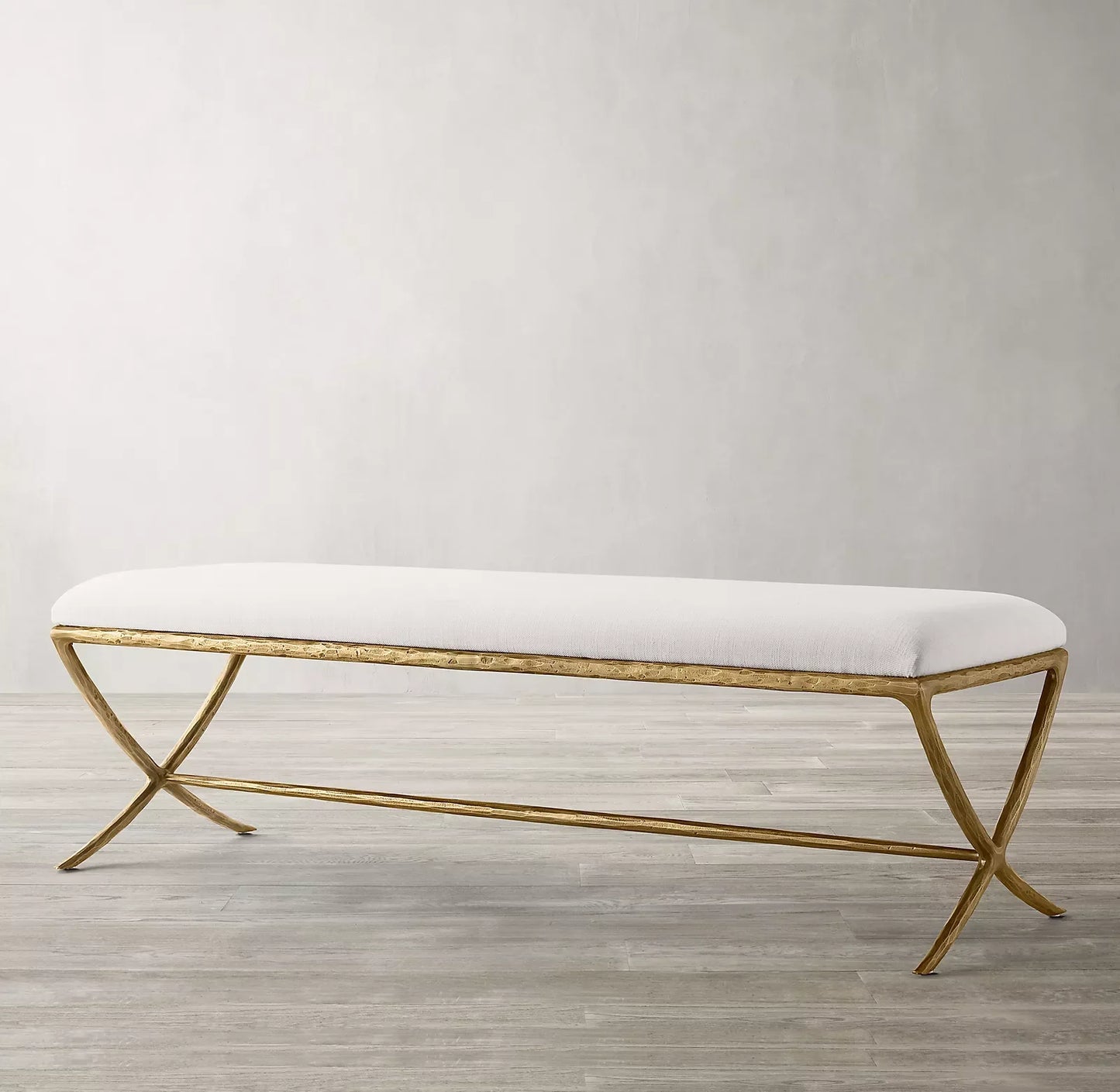 Hand-Forged Metal X-Base Bench – Luxury Brass Statement Piece