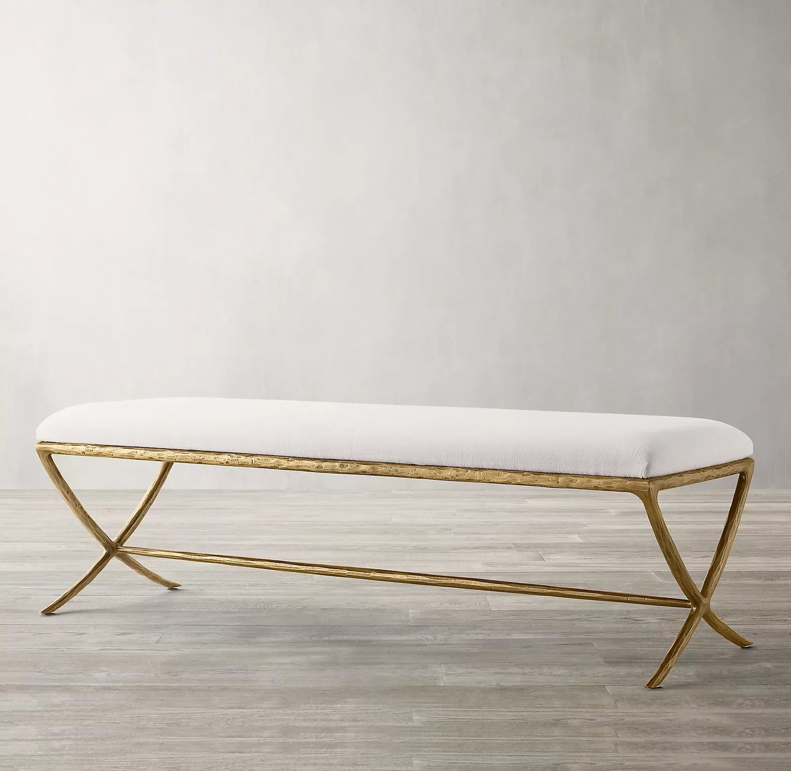 Hand-Forged Metal X-Base Bench – Luxury Brass Statement Piece