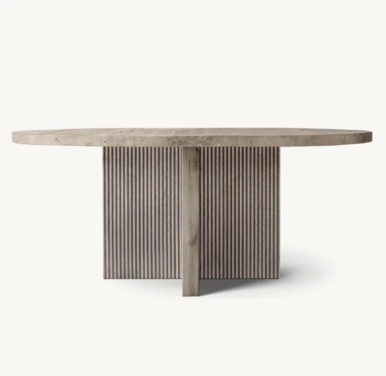 Reeded Round Dining Table – Reclaimed Oak Statement Piece | 1601237700164