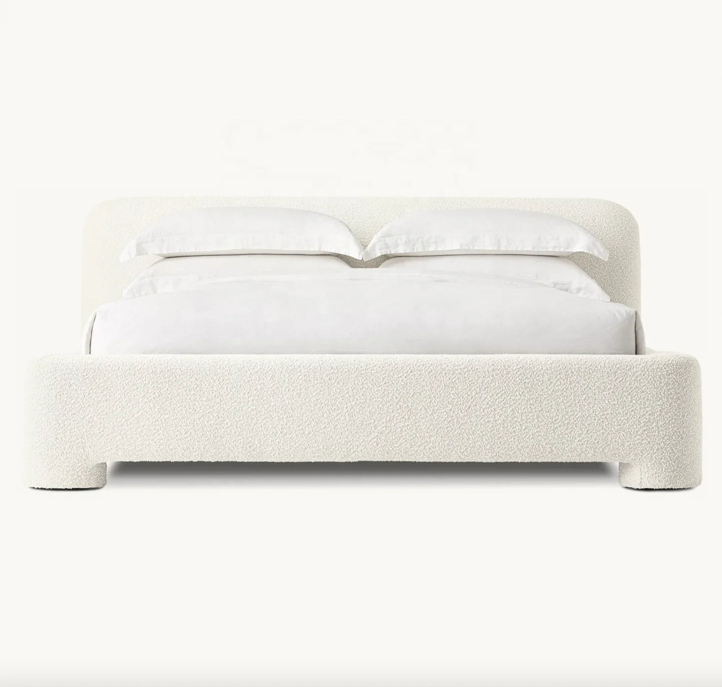 Contemporary Luxe Panel Bed – Textured Boucle Fabric Statement Piece | 1601083402882