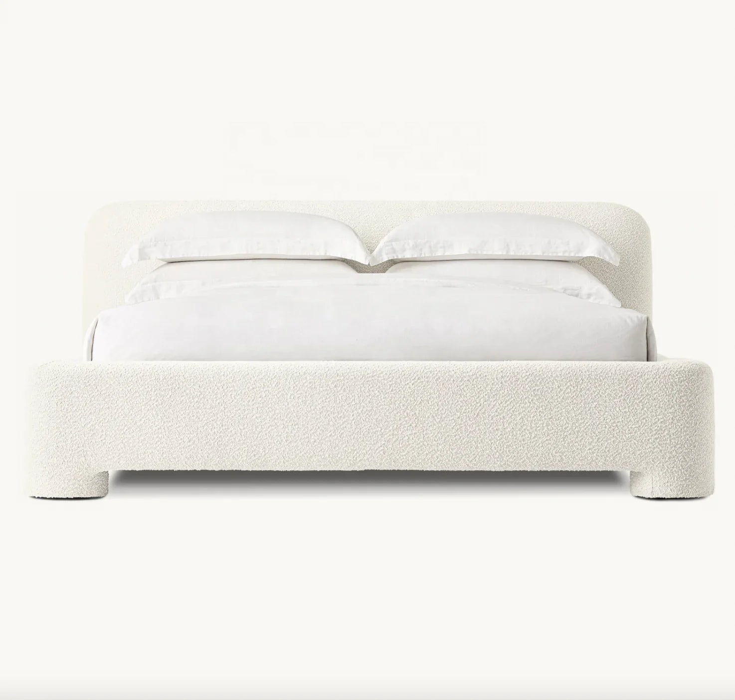 Contemporary Luxe Panel Bed – Textured Boucle Fabric Statement Piece | 1601083402882