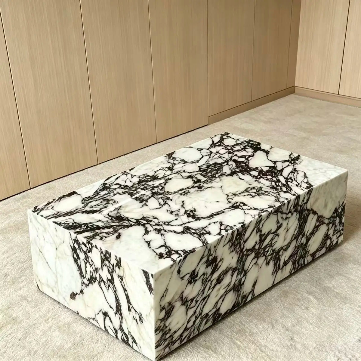 Luxury Calacatta Viola Marble Coffee Table Modern Minimalist Italian Style