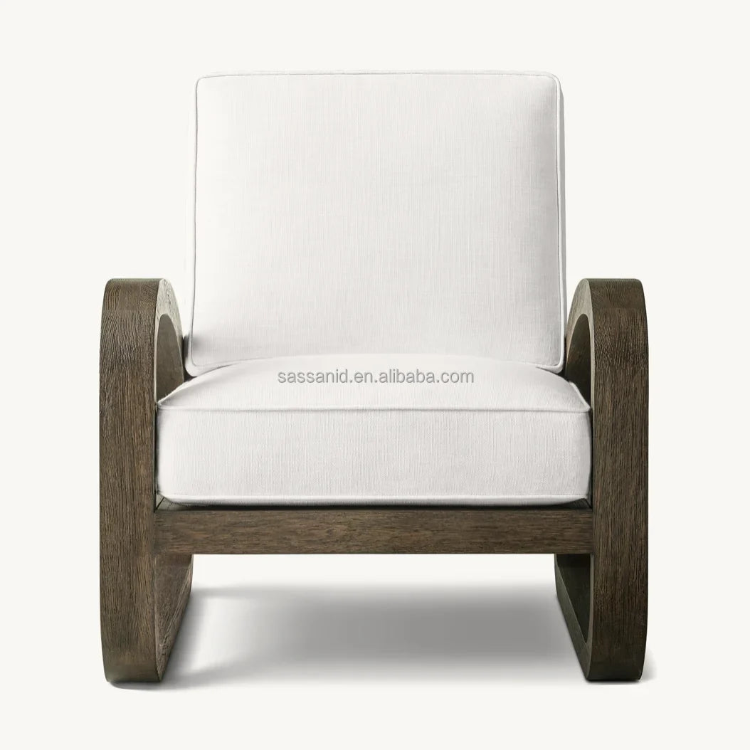 Pascal Lounge Chair – French Modernist Design in Oak and Performance Fabric